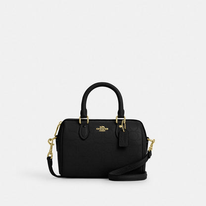 Coach Mini Rowan Crossbody Bag In Signature Leather Gold Black