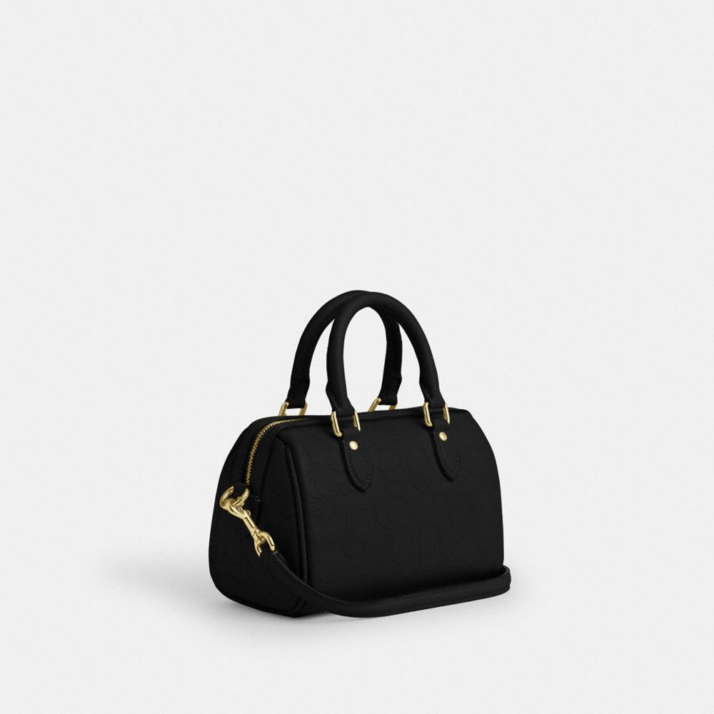 Coach Mini Rowan Crossbody Bag In Signature Leather Gold Black