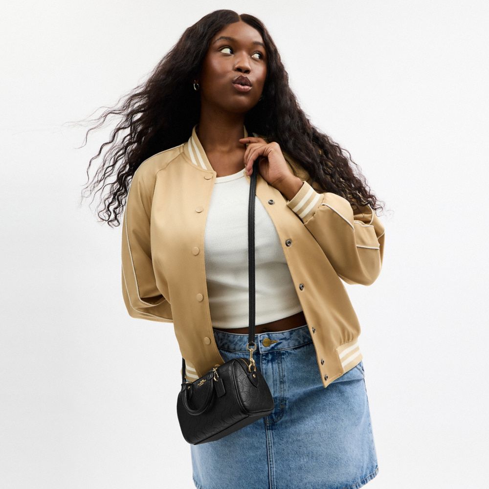 Coach Mini Rowan Crossbody Bag In Signature Leather Gold Black