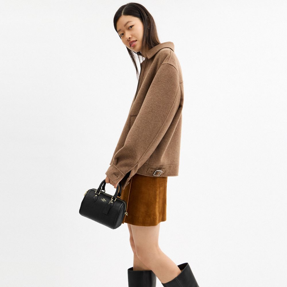 Coach Mini Rowan Crossbody Bag In Signature Leather Gold Black