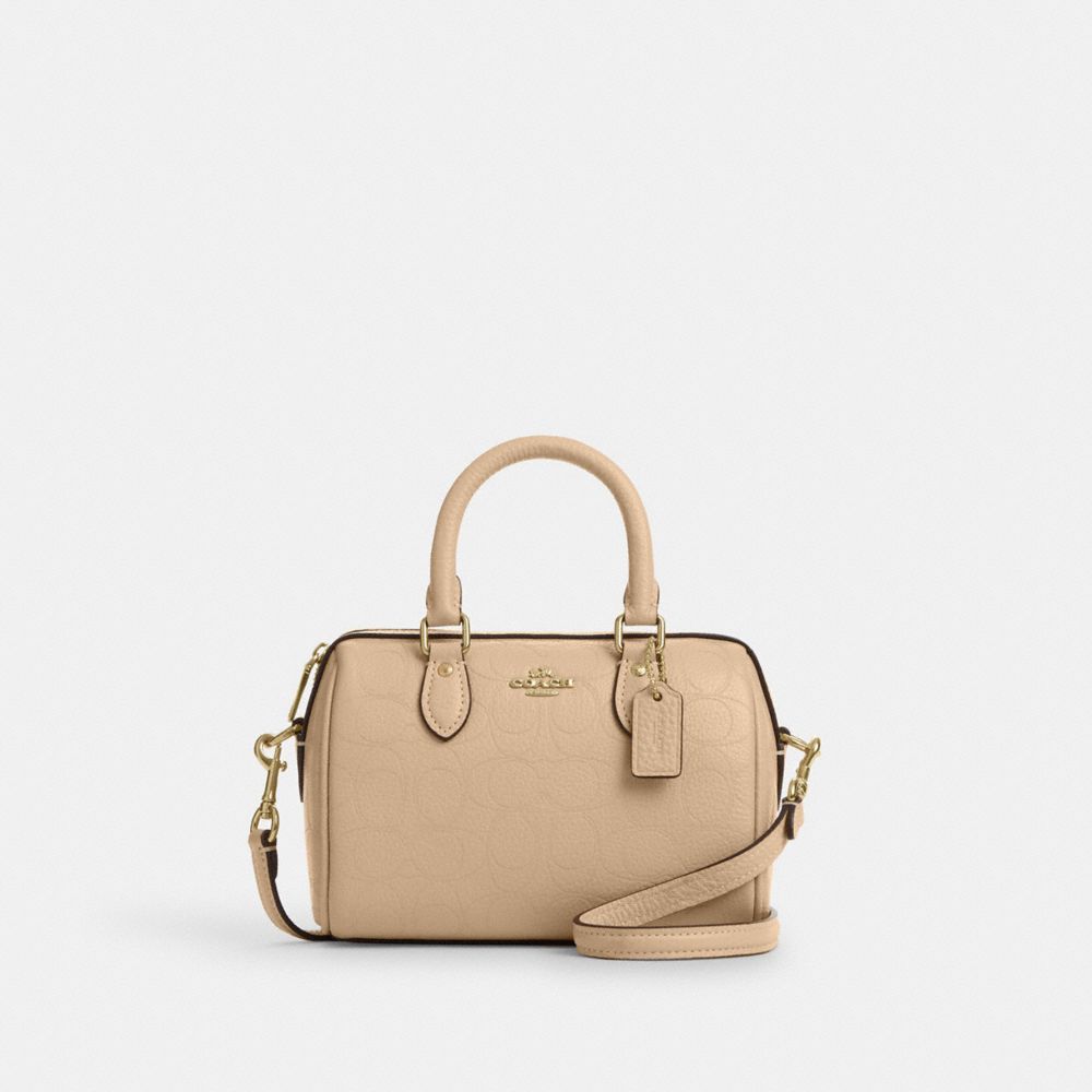 Coach Mini Rowan Crossbody Bag In Signature Leather Gold