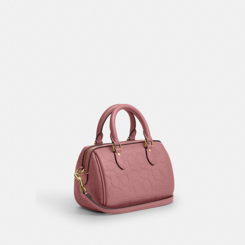 Coach Mini Rowan Crossbody Bag In Signature Leather Gold Peony