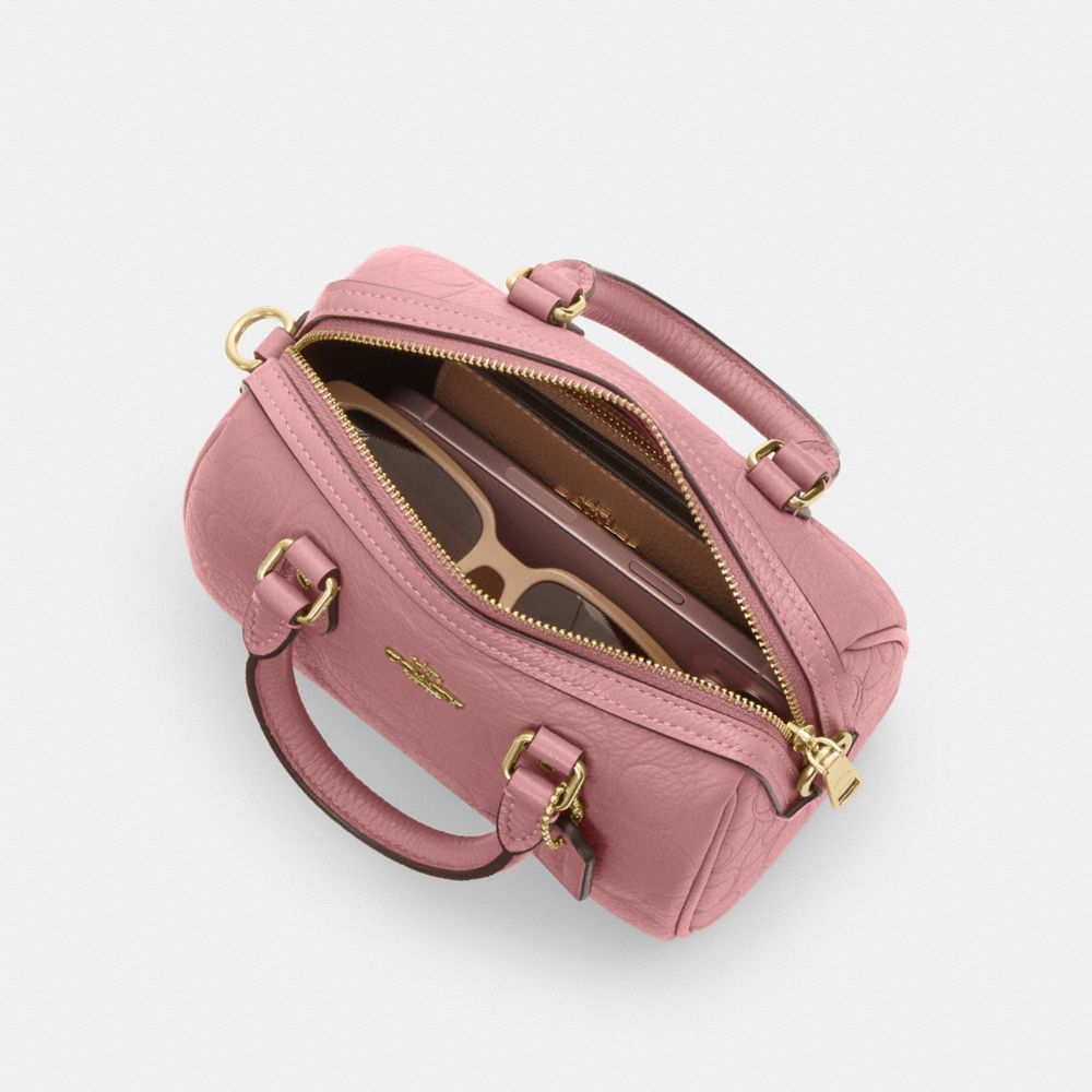 Coach Mini Rowan Crossbody Bag In Signature Leather Gold Peony