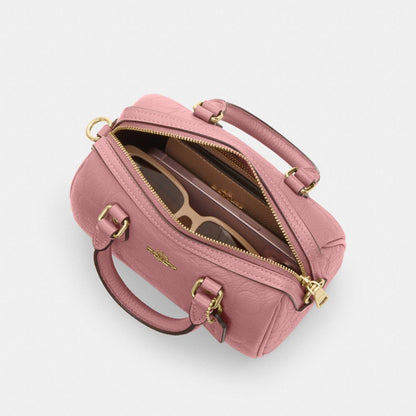 Coach Mini Rowan Crossbody Bag In Signature Leather Gold Peony