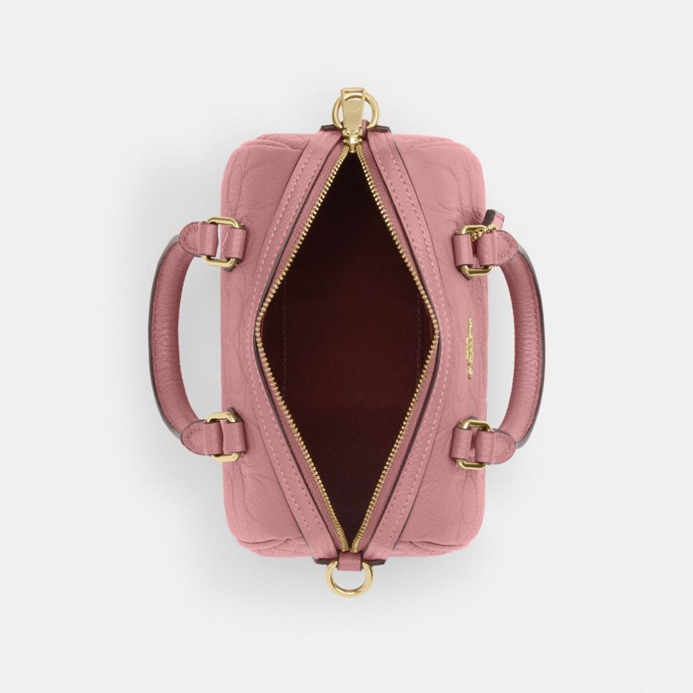 Coach Mini Rowan Crossbody Bag In Signature Leather Gold Peony