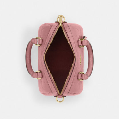 Coach Mini Rowan Crossbody Bag In Signature Leather Gold Peony