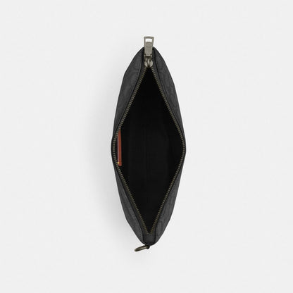 Coach Pouch In Signature Canvas Gunmetal Charcoal Black