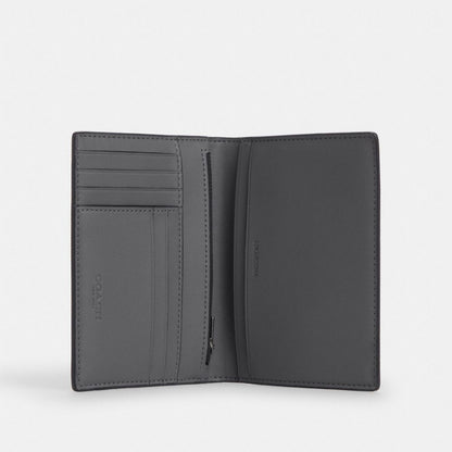 Coach Passport Card Case In Signature Canvas With Patches Gunmetal Grey Multi