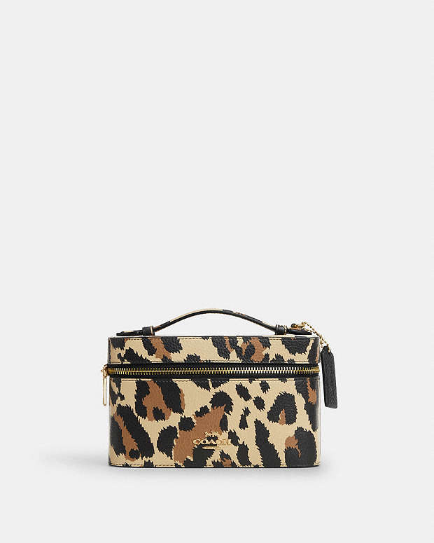 Cosmetic Case With Leopard Print Pebbled Leather-Gold-Leopard Multi Pebbled Leather-Gold-Leopard Multi