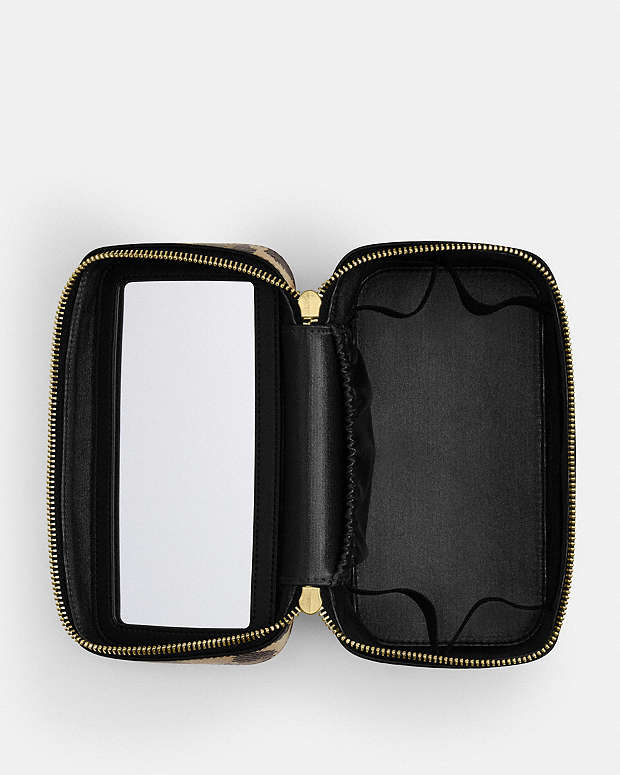Cosmetic Case With Leopard Print Pebbled Leather-Gold-Leopard Multi Pebbled Leather-Gold-Leopard Multi