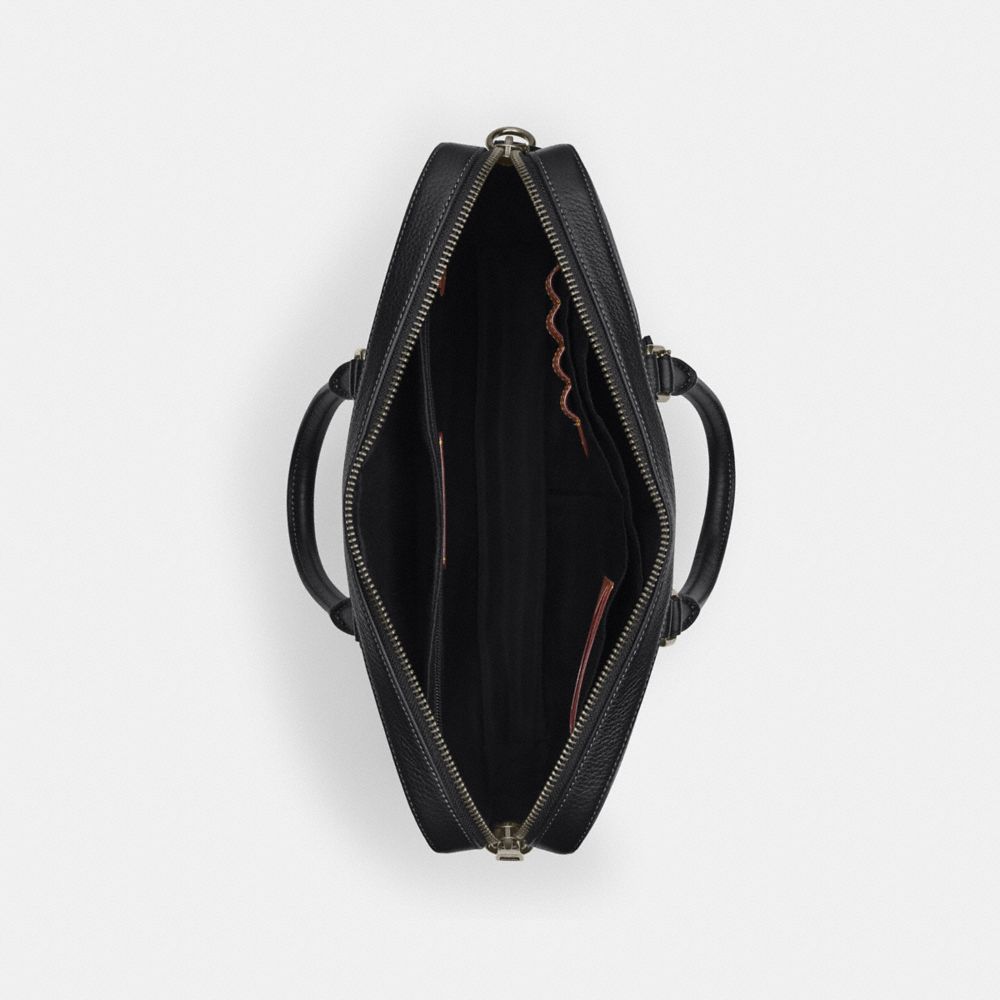 Coach Ethan Slim Brief In Signature Leather Gunmetal Black