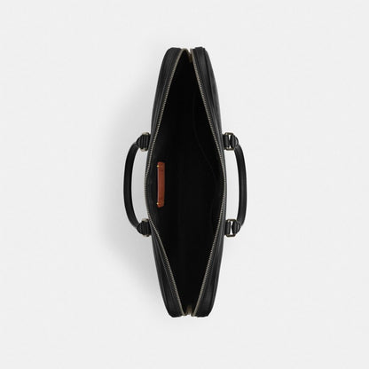 Coach Ethan Large Brief In Signature Canvas Gunmetal Charcoal Black