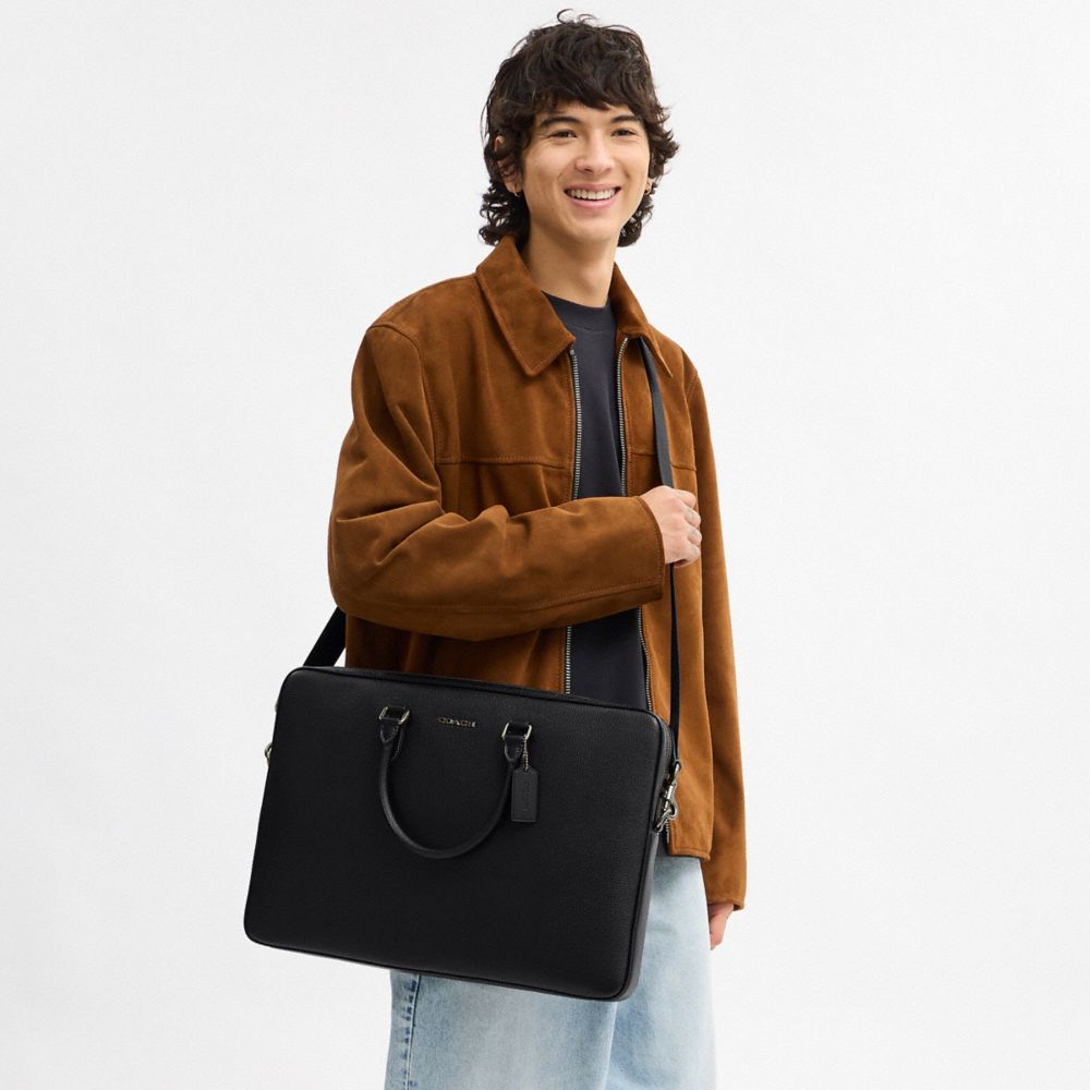 Coach Ethan Large Brief Gunmetal Black