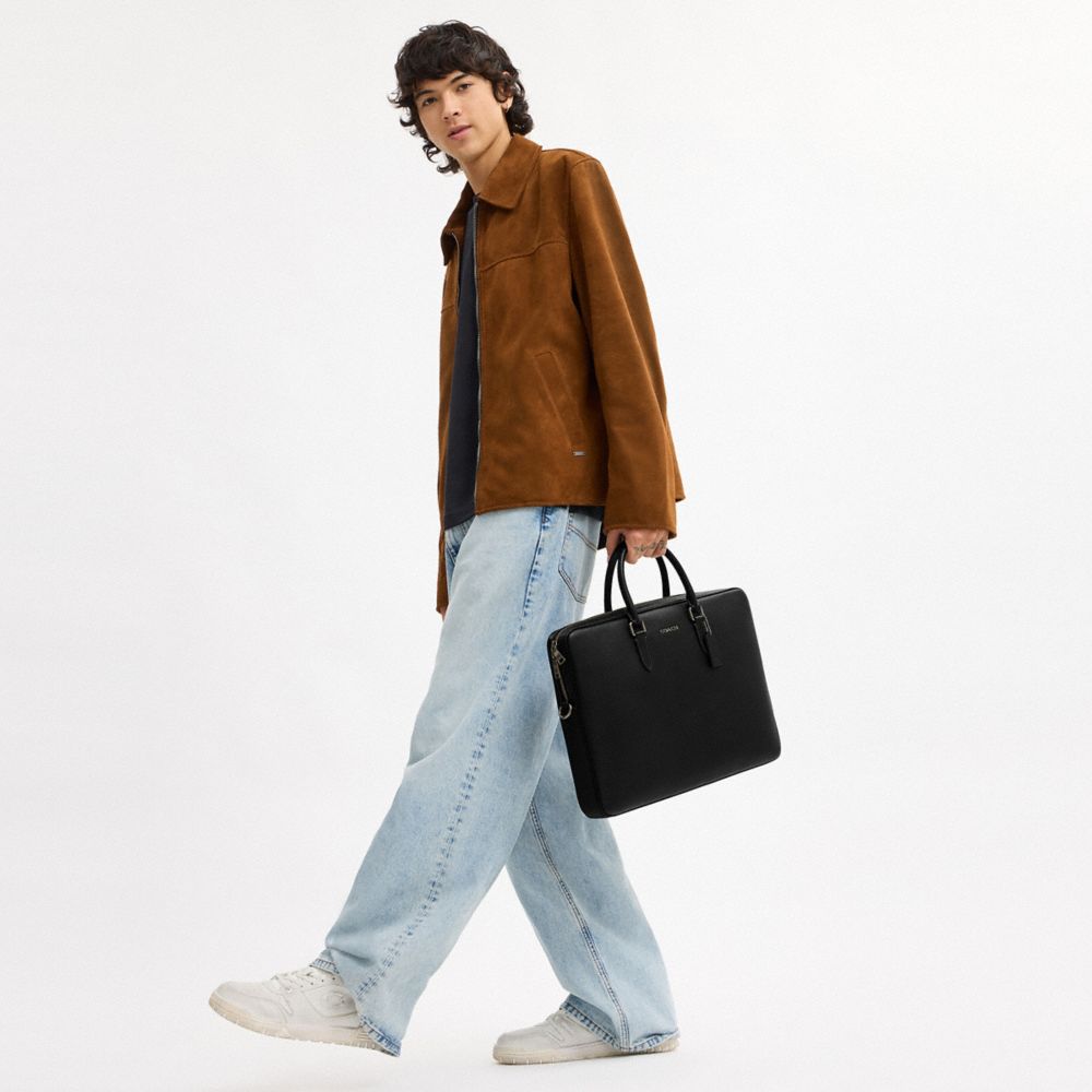 Coach Ethan Large Brief Gunmetal Black