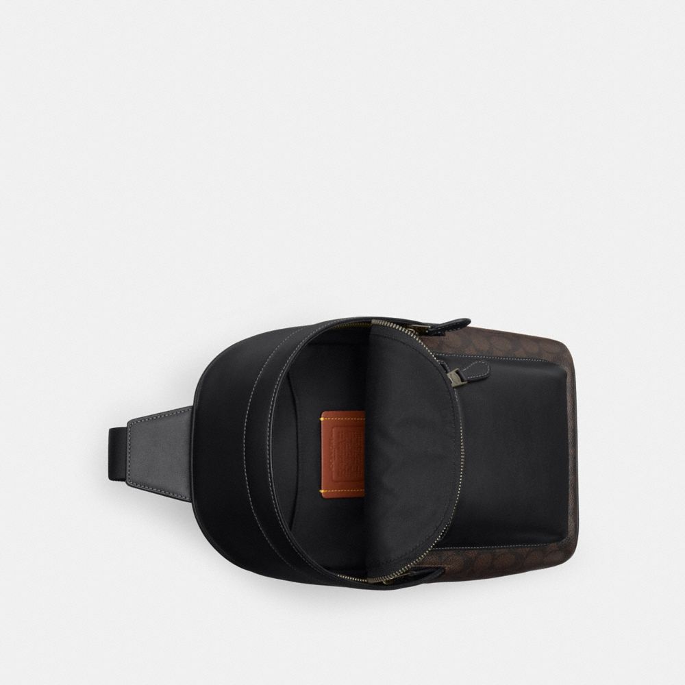 Coach West Pack In Signature Canvas With Varsity Graphic Qb Walnut Multi