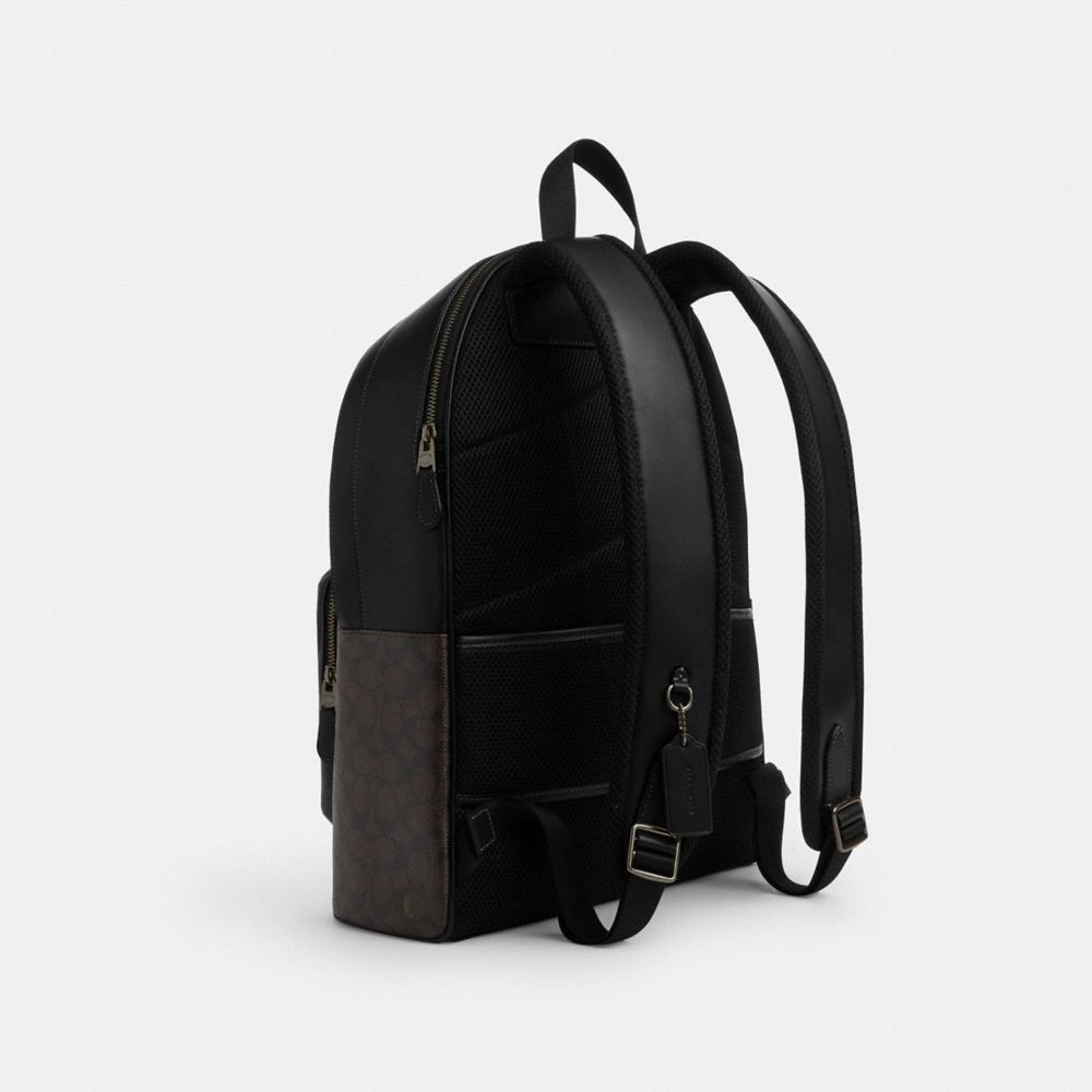 Coach West Backpack In Signature Canvas With Varsity Graphic Qb Walnut Multi