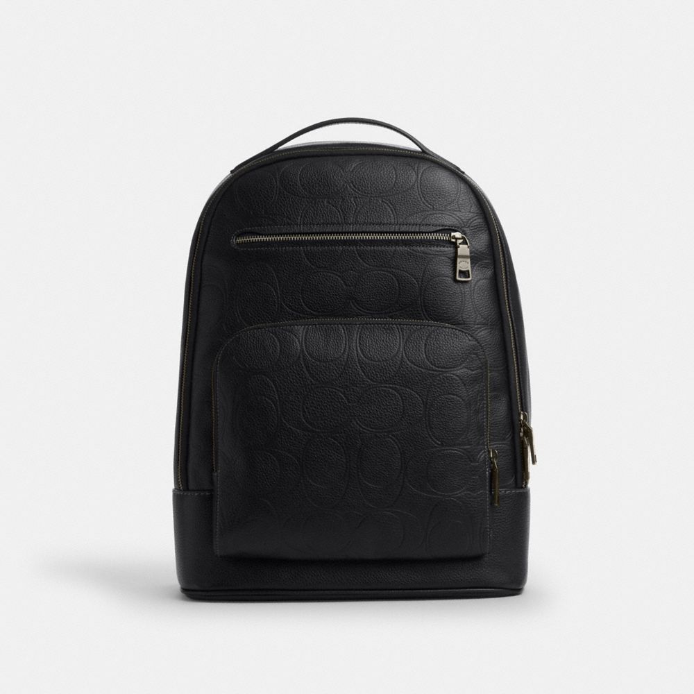 Coach Ethan Backpack In Signature Leather Gunmetal Black