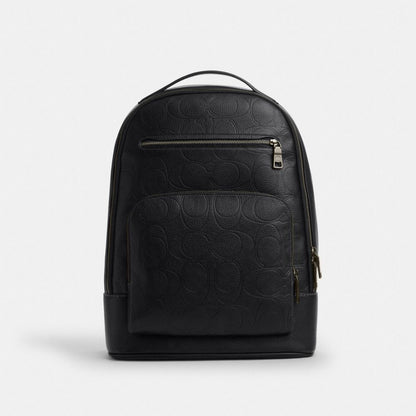 Coach Ethan Backpack In Signature Leather Gunmetal Black