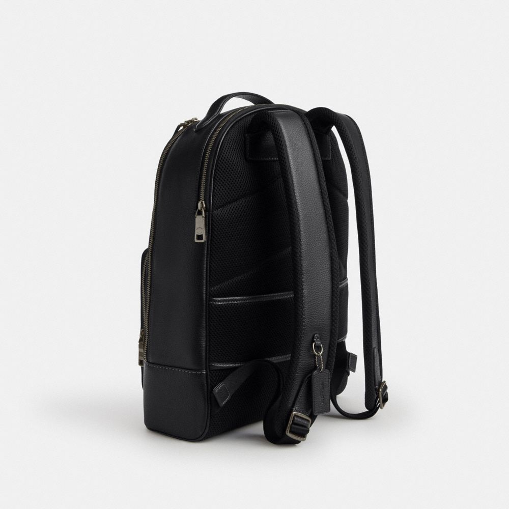 Coach Ethan Backpack In Signature Leather Gunmetal Black