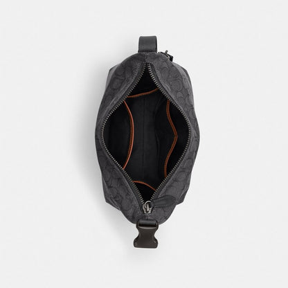 Coach Travel Kit With Speedclip In Signature Jacquard Black