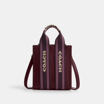 Coach Smith Mini Tote Bag Gold Dark Wine