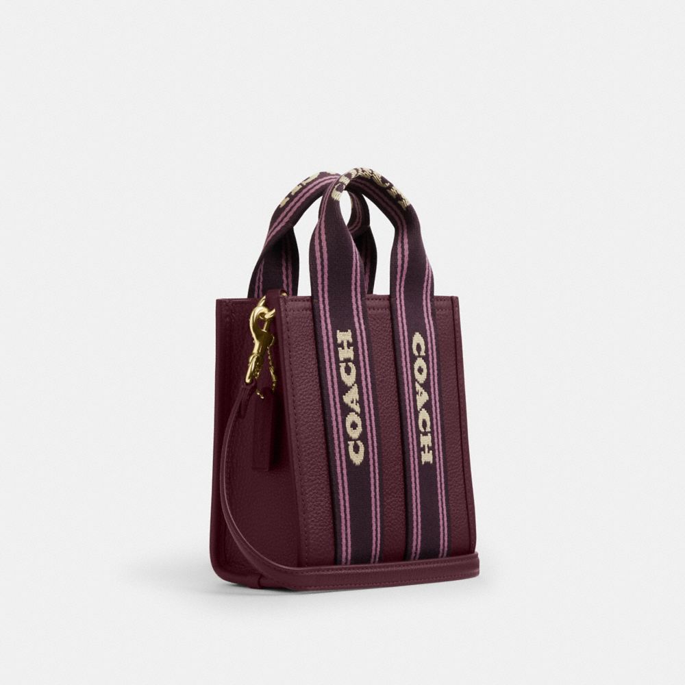 Coach Smith Mini Tote Bag Gold Dark Wine