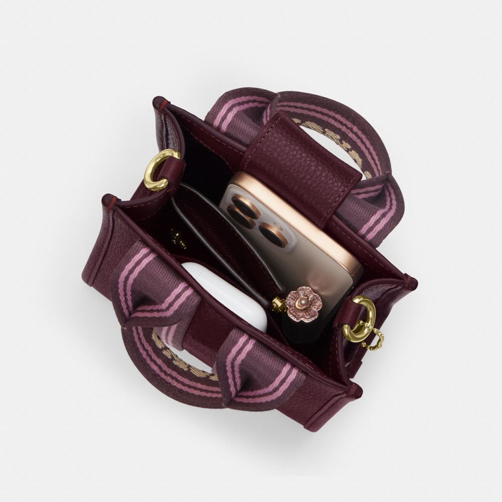 Coach Smith Mini Tote Bag Gold Dark Wine