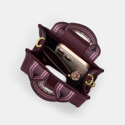 Coach Smith Mini Tote Bag Gold Dark Wine