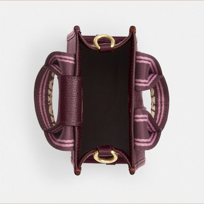 Coach Smith Mini Tote Bag Gold Dark Wine