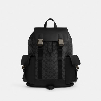 Coach Clark Backpack In Signature Canvas Gunmetal Charcoal Black