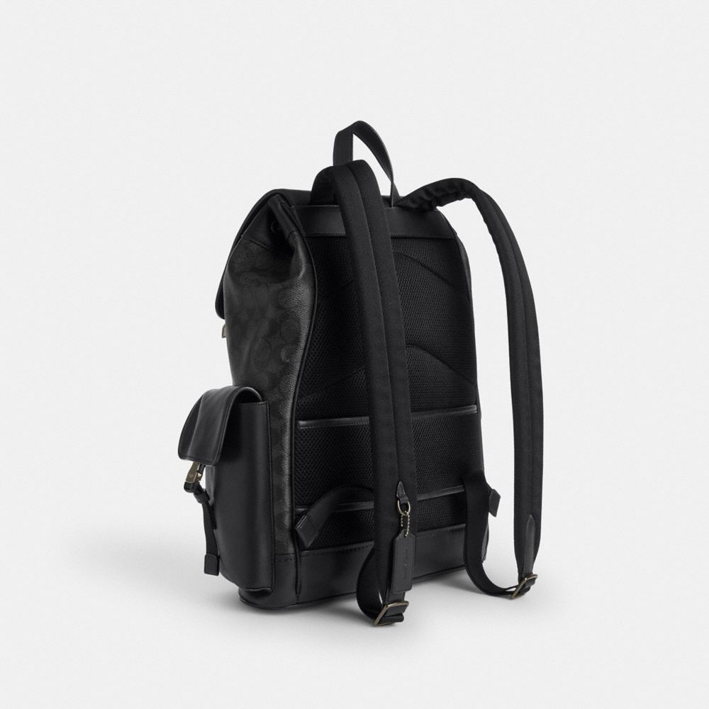 Coach Clark Backpack In Signature Canvas Gunmetal Charcoal Black