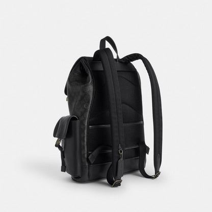 Coach Clark Backpack In Signature Canvas Gunmetal Charcoal Black