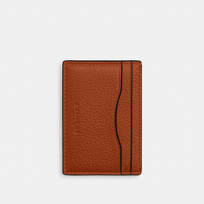 Coach Card Case With Money Clip Silver/Amber Brown