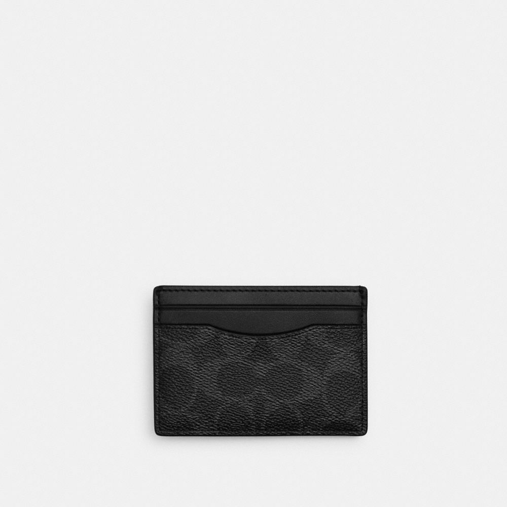 Coach Card Case With Money Clip In Signature Canvas Silver/Black Signature