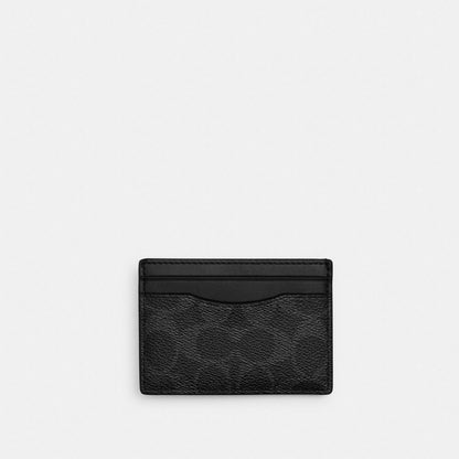Coach Card Case With Money Clip In Signature Canvas Silver/Black Signature