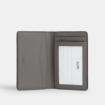 Coach ID Card Wallet In Signature Canvas With Patches Grey Multi.