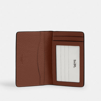 Coach Id Card Wallet In Signature Leather Vintage Brown