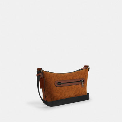 Coach Small Finn Crossbody Bag With Pouch In Signature Suede Qb Caramel Sable