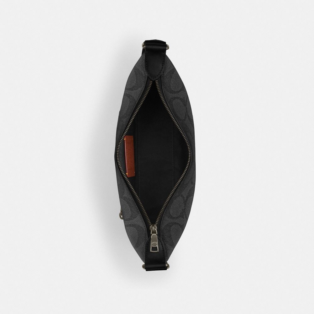 Coach Small Finn Crossbody Bag With Pouch In Maxi Signature Canvas Gunmetal Charcoal Black