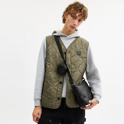 Coach Small Finn Crossbody Bag With Pouch In Maxi Signature Canvas Gunmetal Charcoal Black