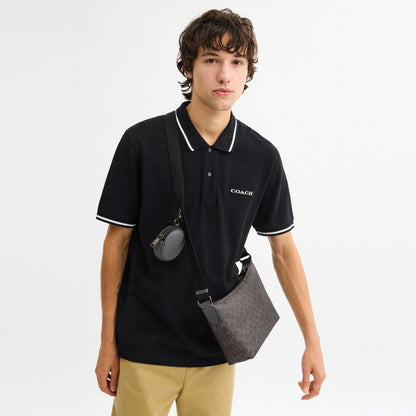 Coach Small Finn Crossbody Bag With Pouch In Signature Canvas Gunmetal