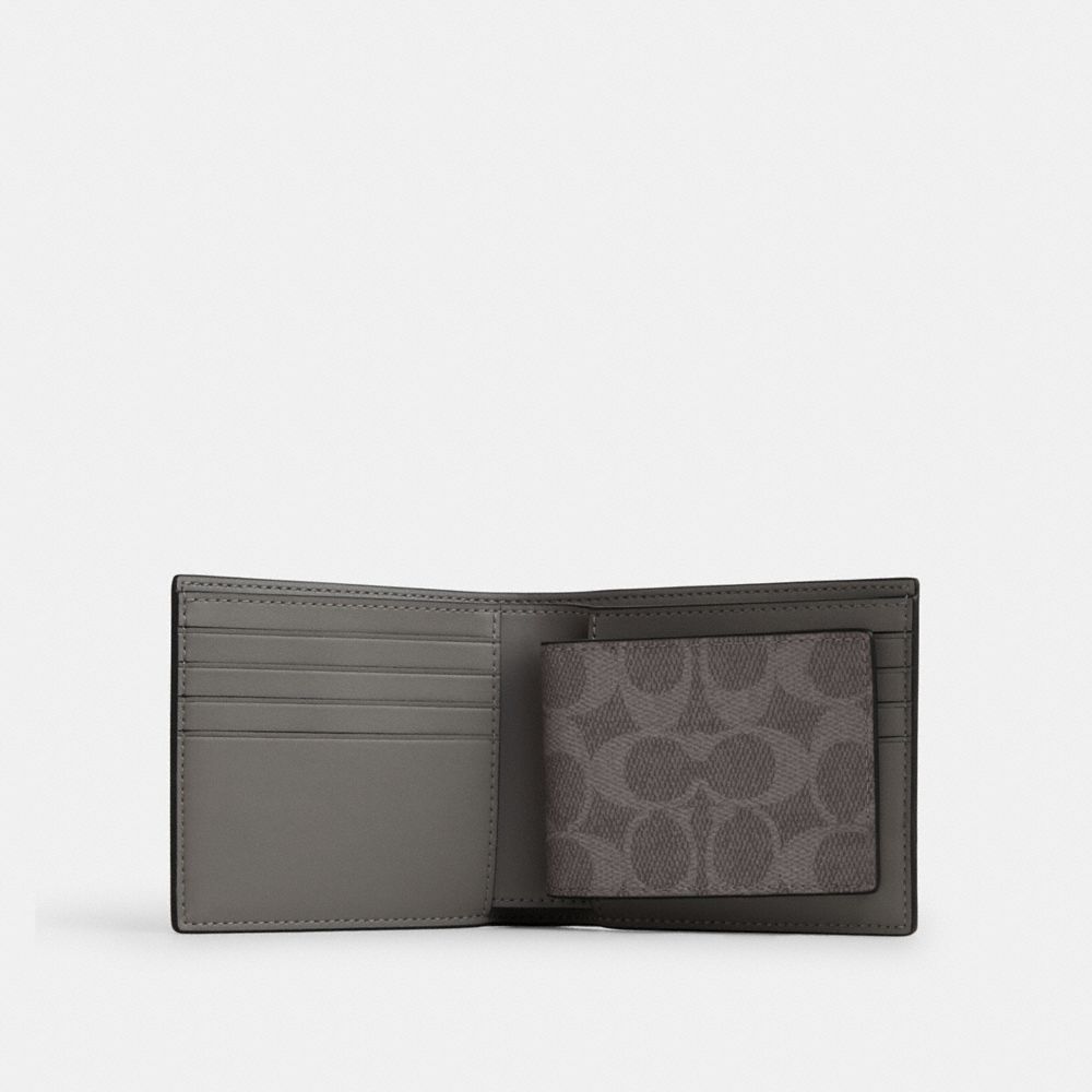 Coach 3 In 1 Wallet In Signature Canvas With Patches Grey Multi.