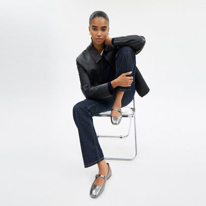 Coach C Rivet Mary Jane Metallic Silver