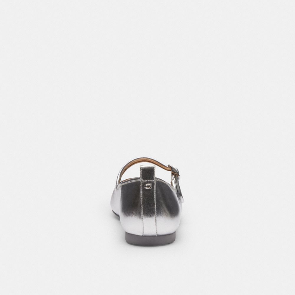 Coach C Rivet Mary Jane Metallic Silver