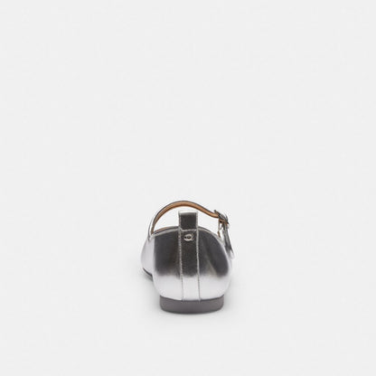 Coach C Rivet Mary Jane Metallic Silver