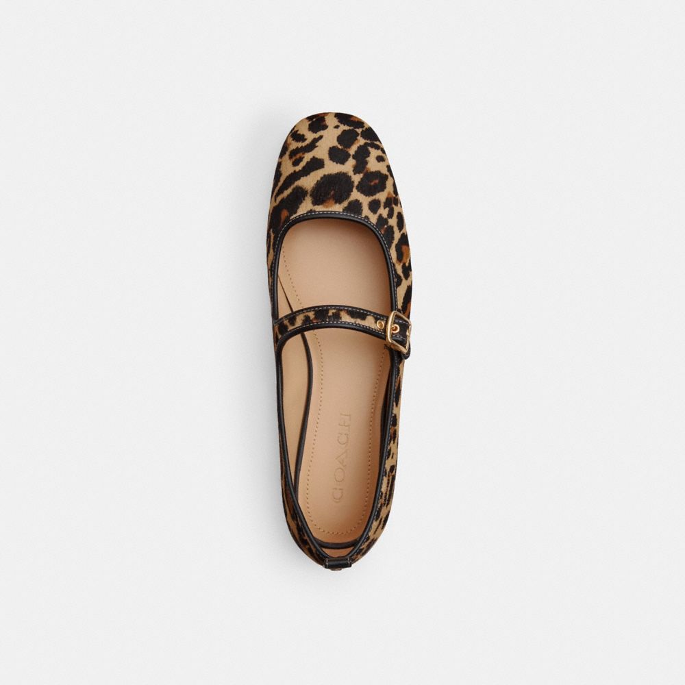 Coach C Rivet Mary Jane With Leopard Print Tan & Black