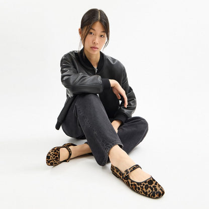 Coach C Rivet Mary Jane With Leopard Print Tan & Black