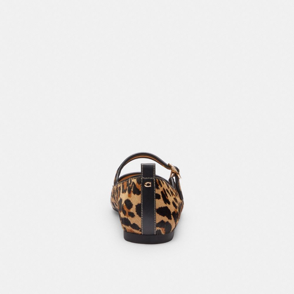 Coach C Rivet Mary Jane With Leopard Print Tan & Black