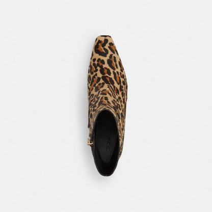 Coach Kitten Heel Bootie With Leopard Print Tan & Black