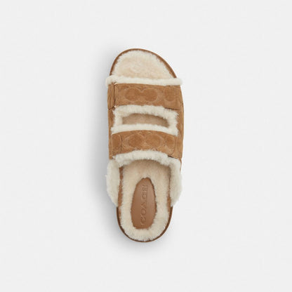 Coach Two Band Sport Slide In Signature Suede Tobacco